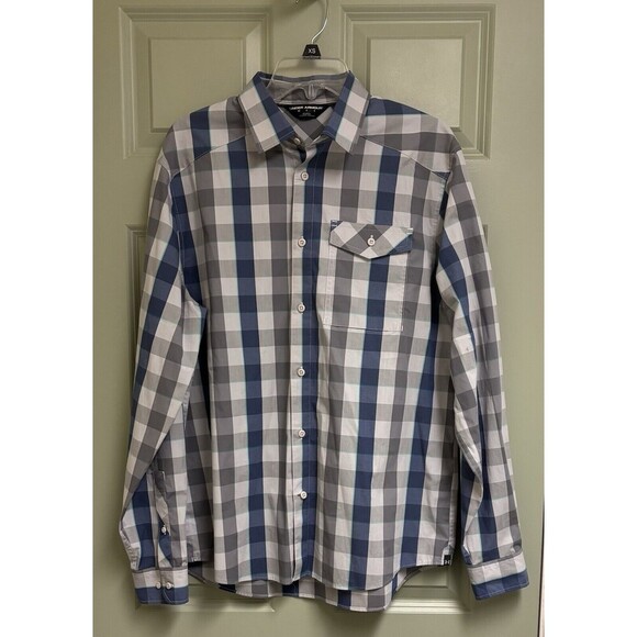 UNDER ARMOUR Tactical Shirt Men's Size Medium Blue Plaid Button Down Performance - Picture 1 of 11